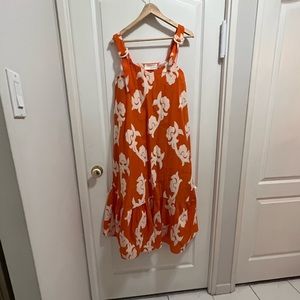Long orange Anthropologie dress